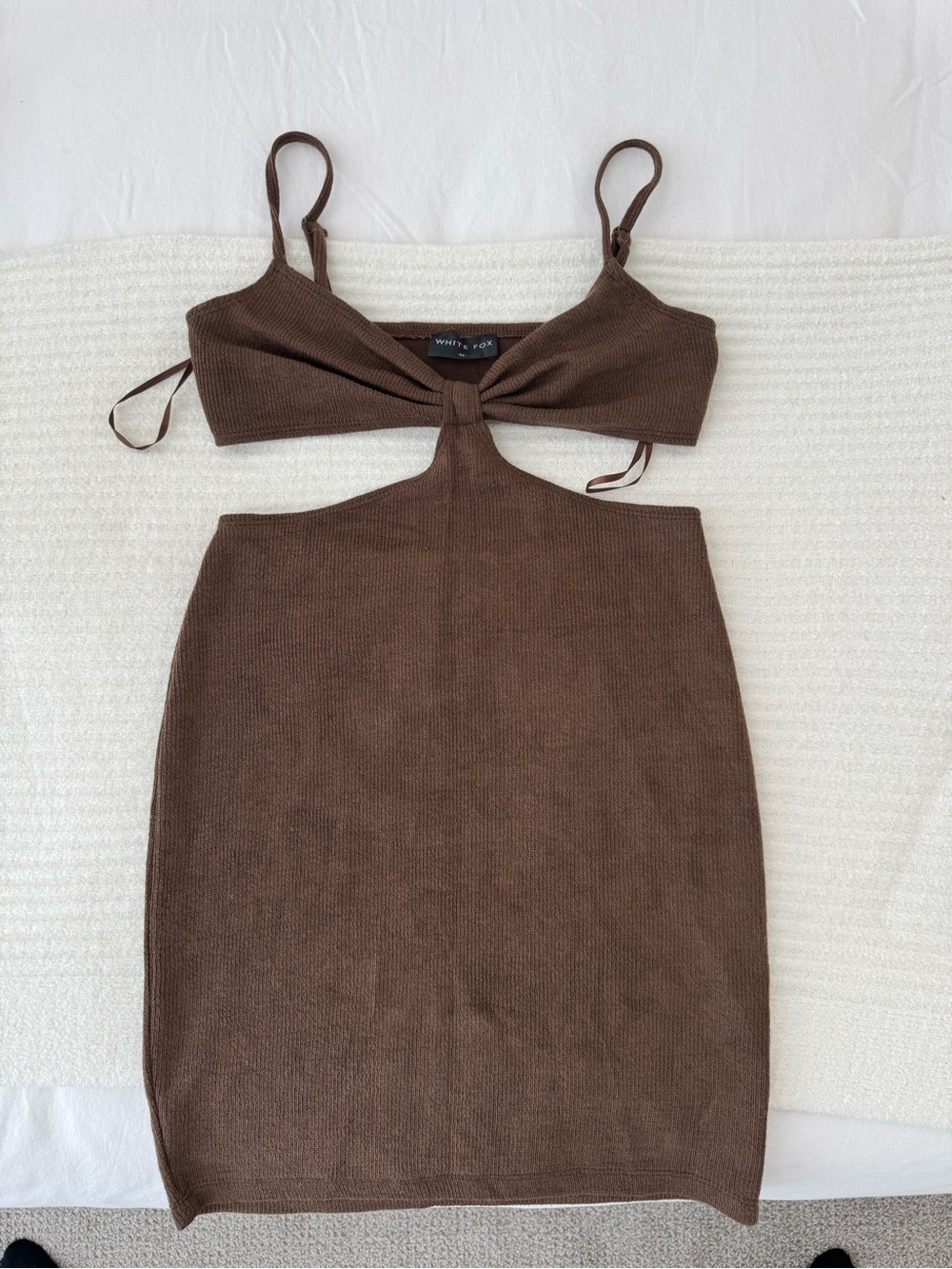 Brown Cutout Knit Dress